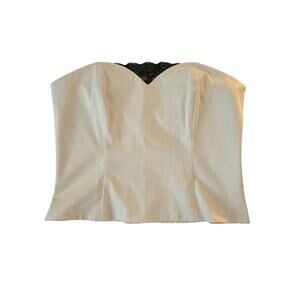 Elegant White House Black Market Strapless Corset Top Ivory Black Size XL NWT